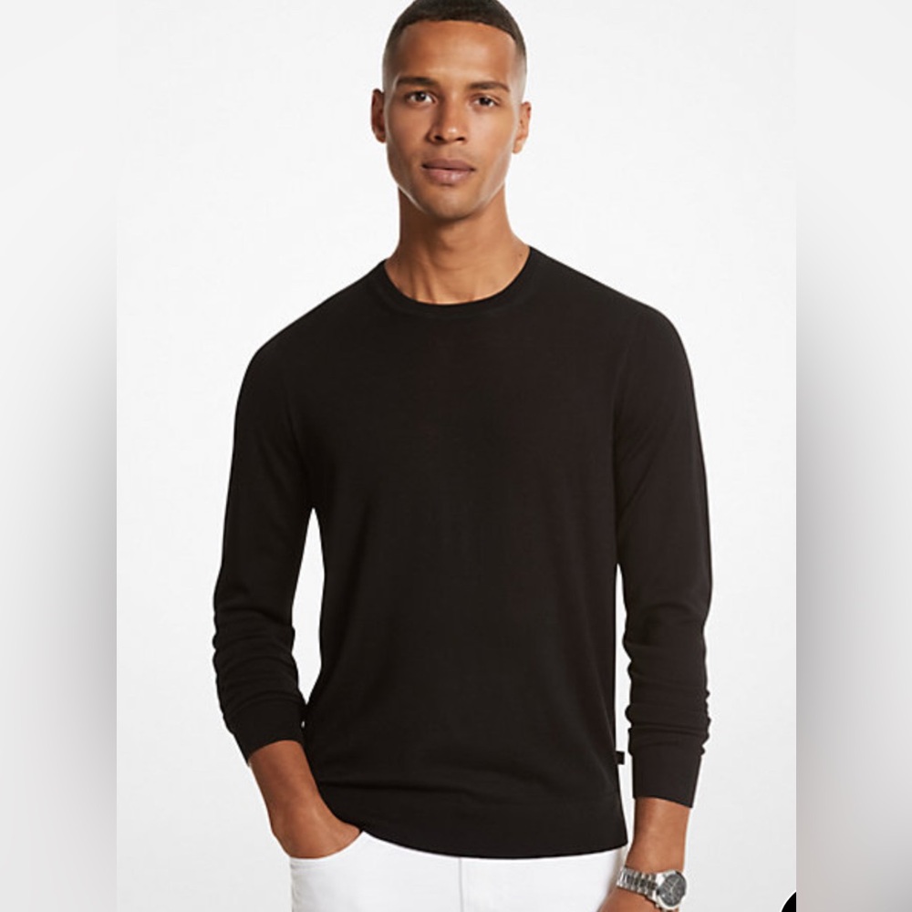 KORA MICHAEL KORS MENS 100% Washable Merino Wool Black Sweater. Size - XS.  NWOT